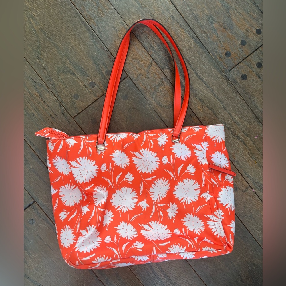 Kate Spade New York Jae Floral Wild Blossom Orange Large Tote Bag NWOT - Picture 2 of 4